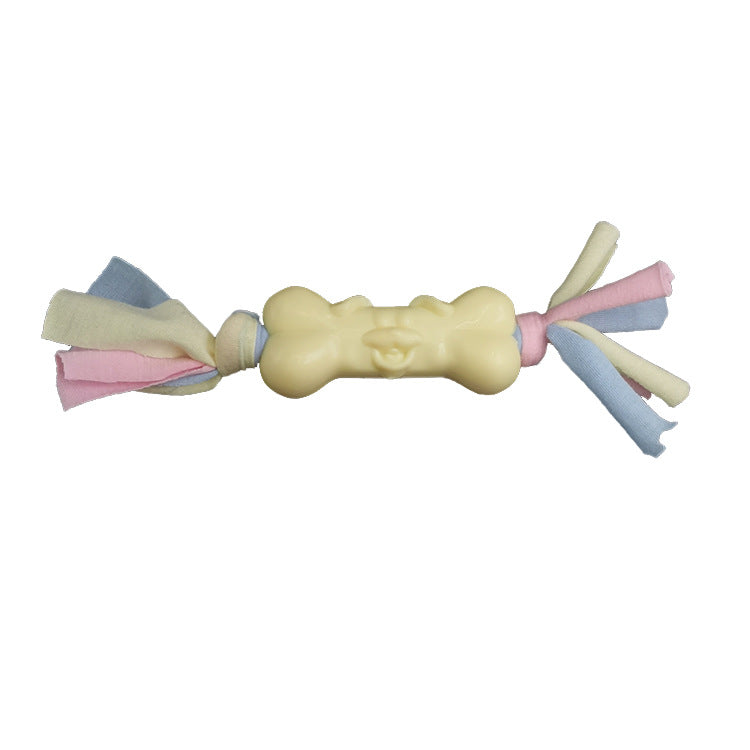 TPR Dog Bone Chew Toy with Cotton Strips