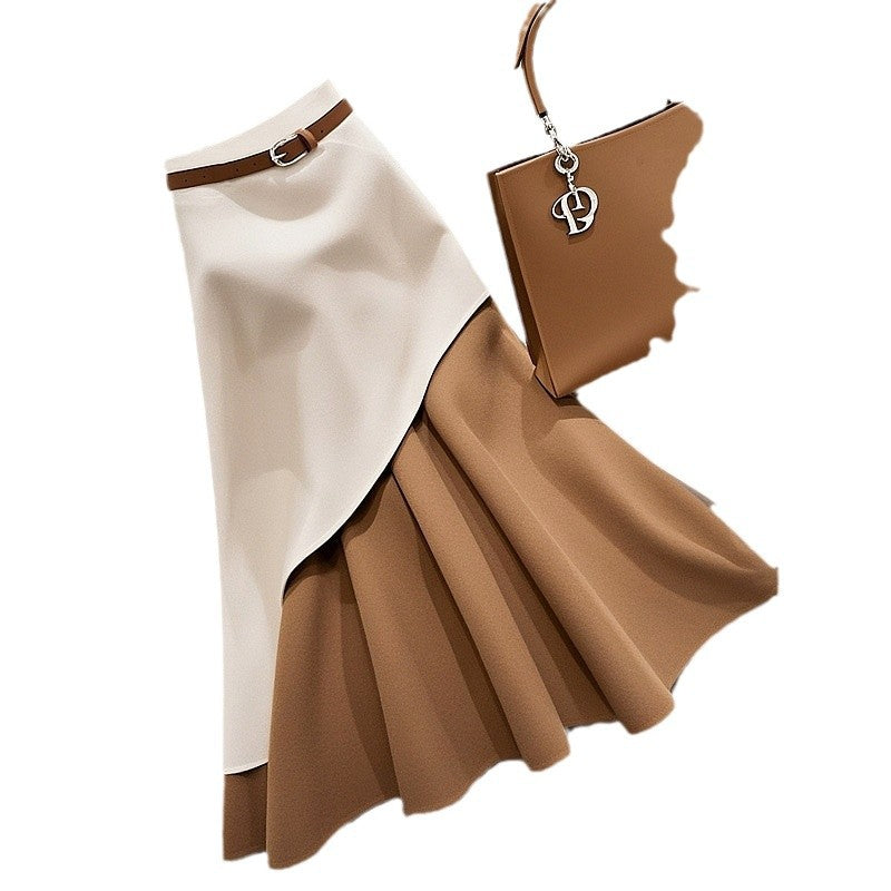 Women’s Winter Brown Contrast A-Line Skirt