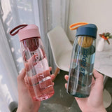 Portable Sports Water Bottle with Filter, Fall-Proof Strap & Measurement Scale