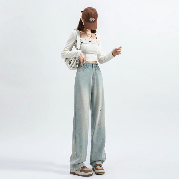 Women’s Mint Green Straight Loose Jeans