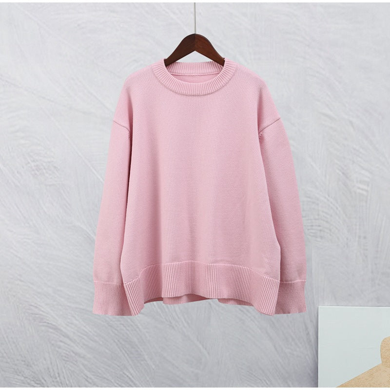Women’s Sweet Crew Neck Loose Pullover Sweater Winter Long Sleeve Top