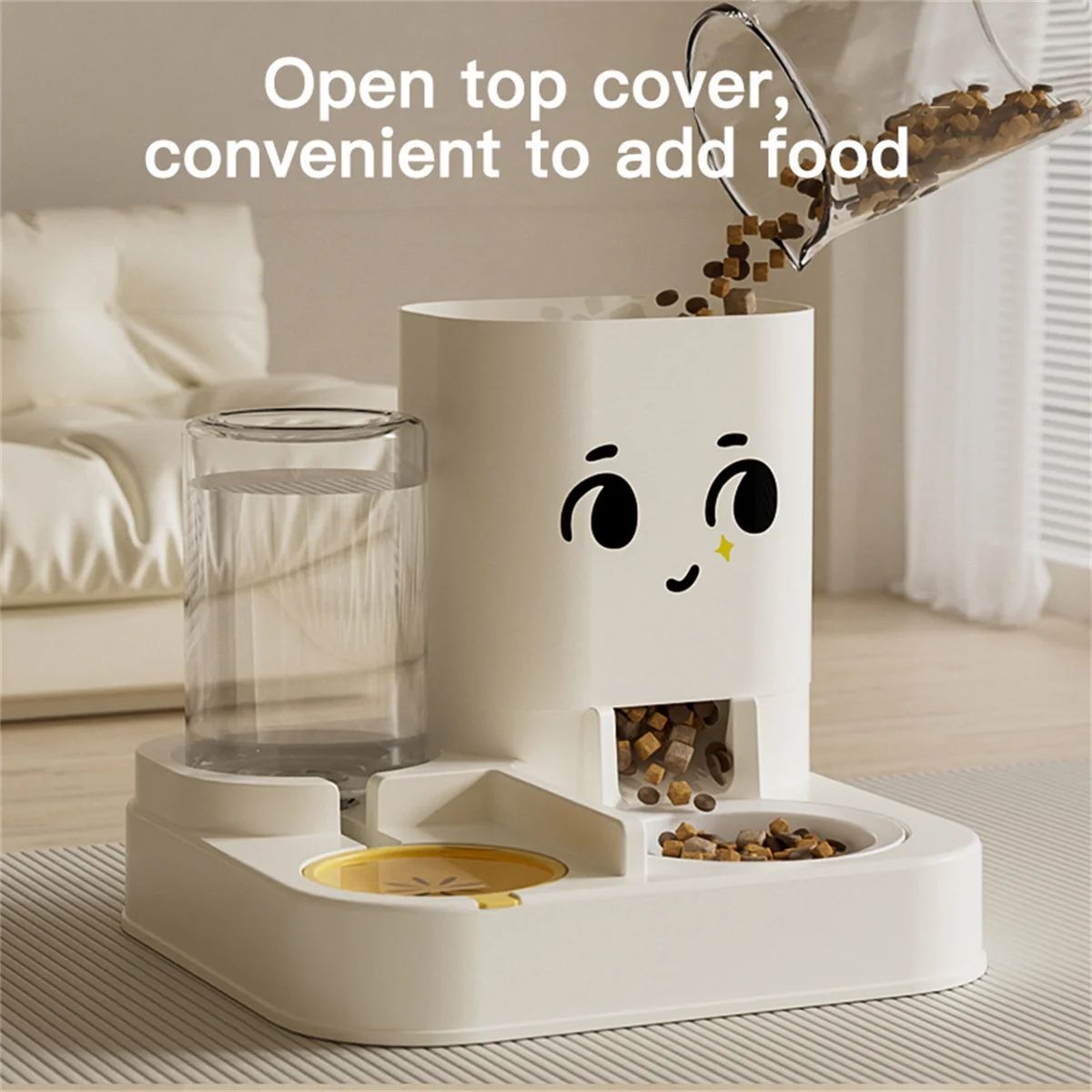Cartoon Pet Feeding & Watering Dispenser Large Capacity for Cats & Dogs