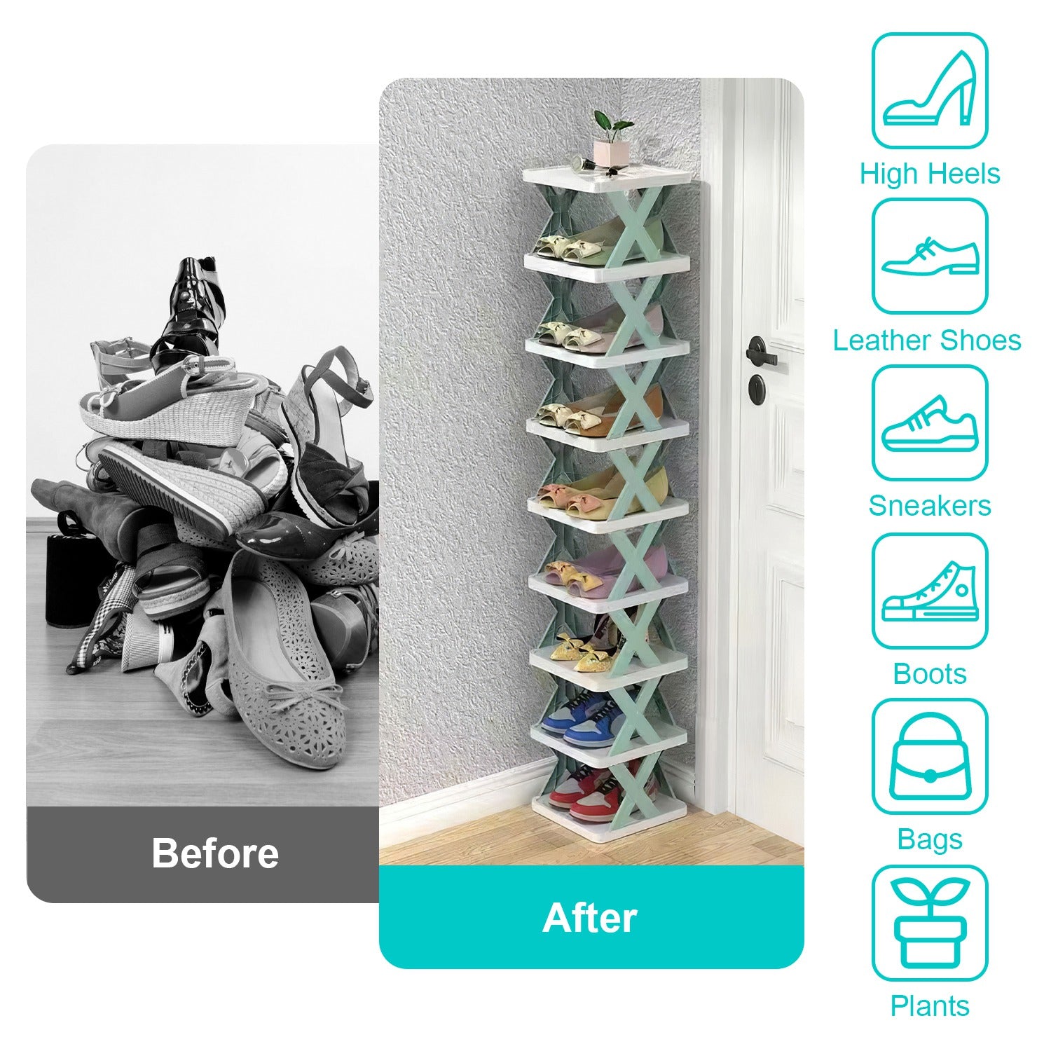 9-Tier Vertical Shoe Rack