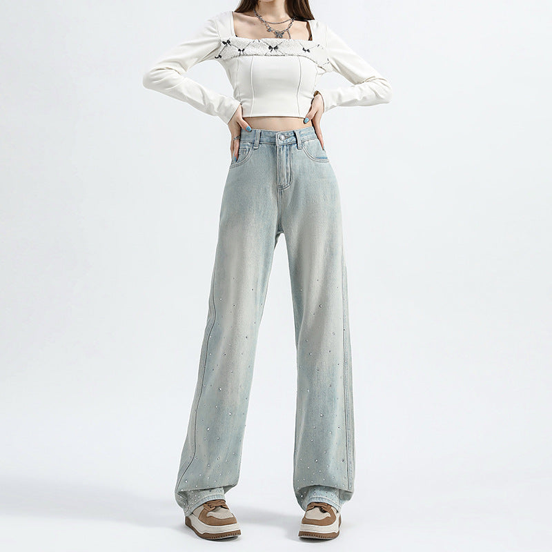 Women’s Mint Green Straight Loose Jeans
