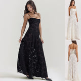 Women’s Elegant Summer Lace Suspender Strapless Long Evening Dress