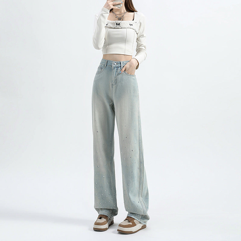 Women’s Mint Green Straight Loose Jeans