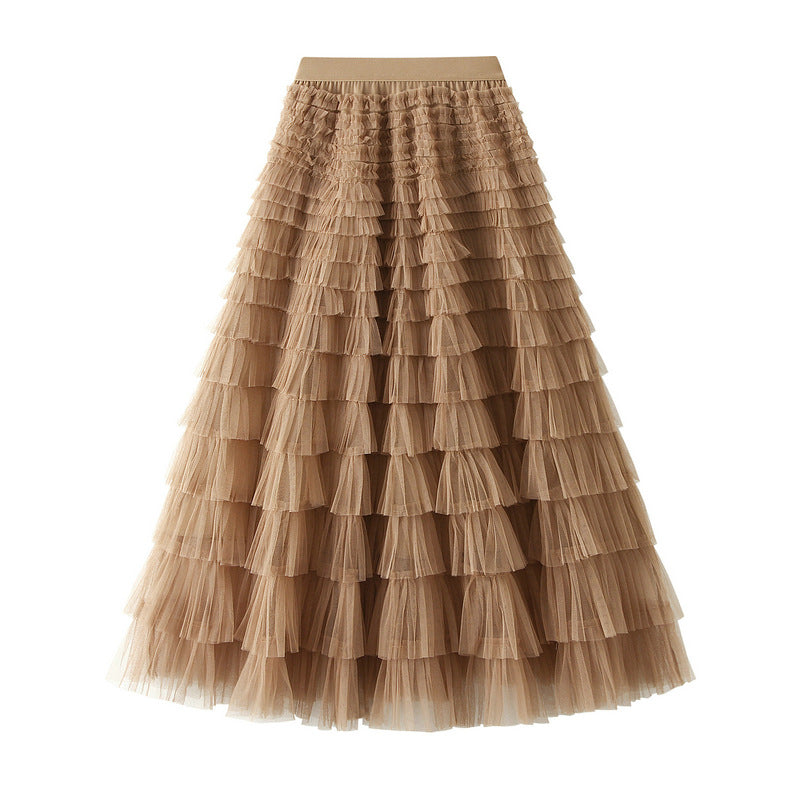 Women’s White Gauze Pleated Cake Skirt