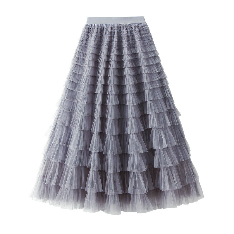 Women’s White Gauze Pleated Cake Skirt