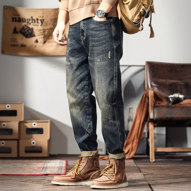 Men's Retro Loose Fit Wide Leg Denim Jeans