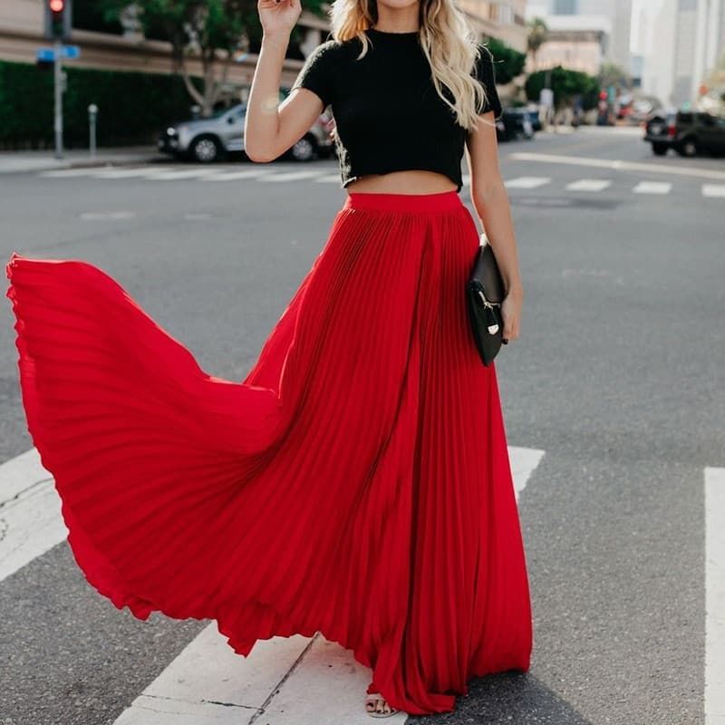 Women’s High Waist Casual Long Skirt