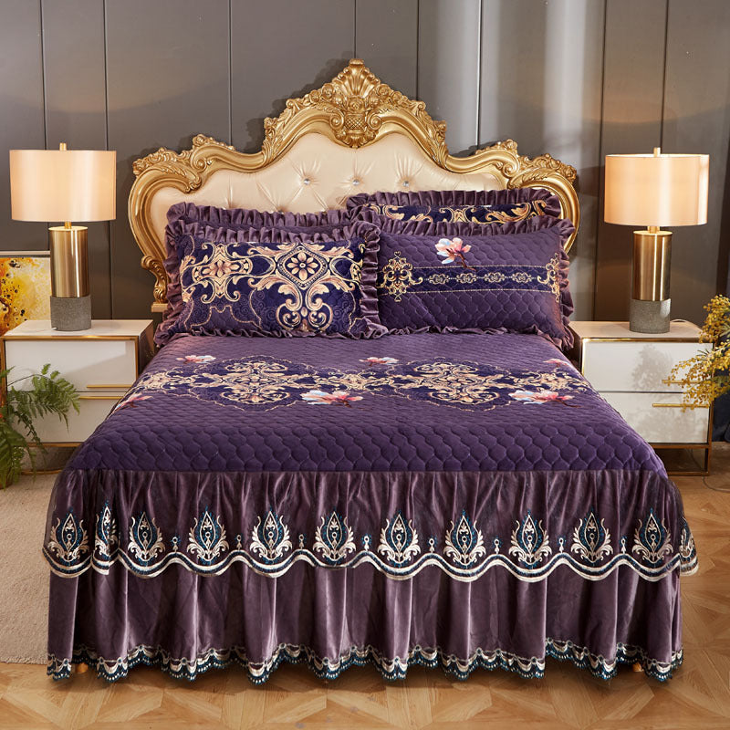 Single-Piece Short Plush Bed Cover – Soft Cozy Bedding for Bedroom