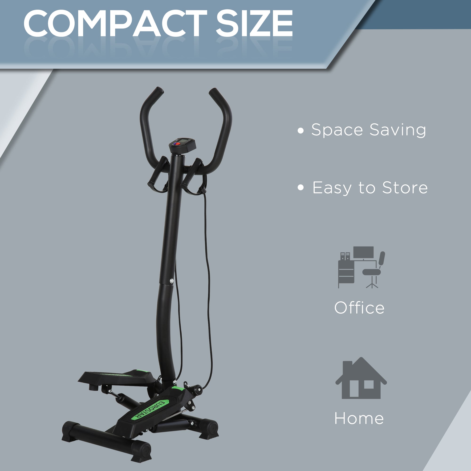 Twister Stepper with Resistance Bands, LCD Display & Handlebar – Home & Office Workout Machine