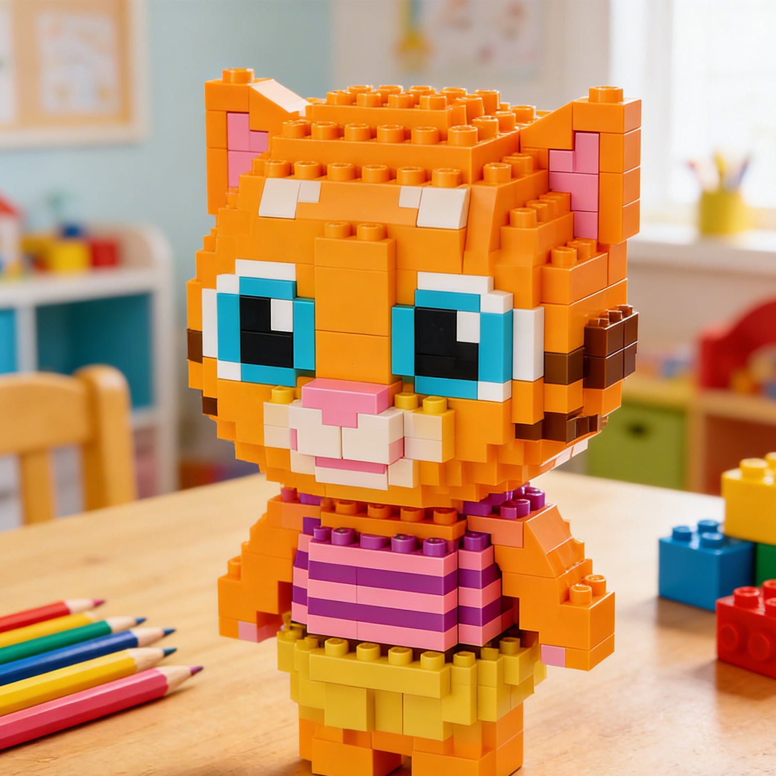 Cat Building Block-Brown