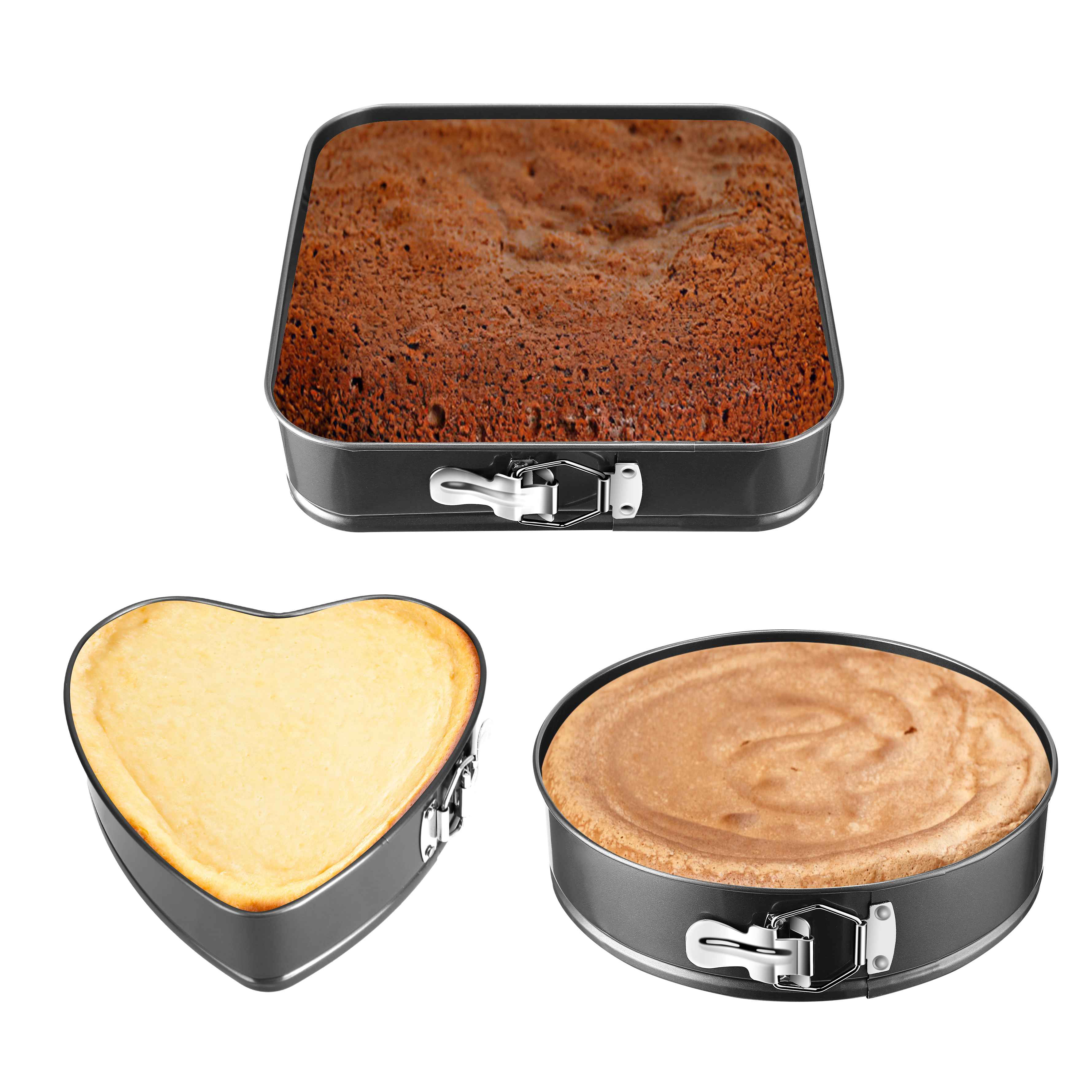 3-Piece Non-Stick Springform Cake Pan Set (9–11 Inch)