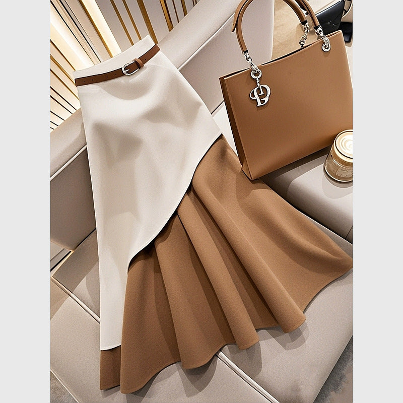 Women’s Winter Brown Contrast A-Line Skirt