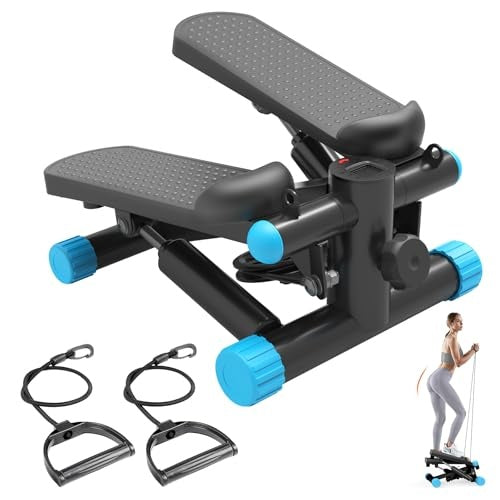 Portable Mini Stepper with Resistance Bands – Full Body Adjustable Workout Machine