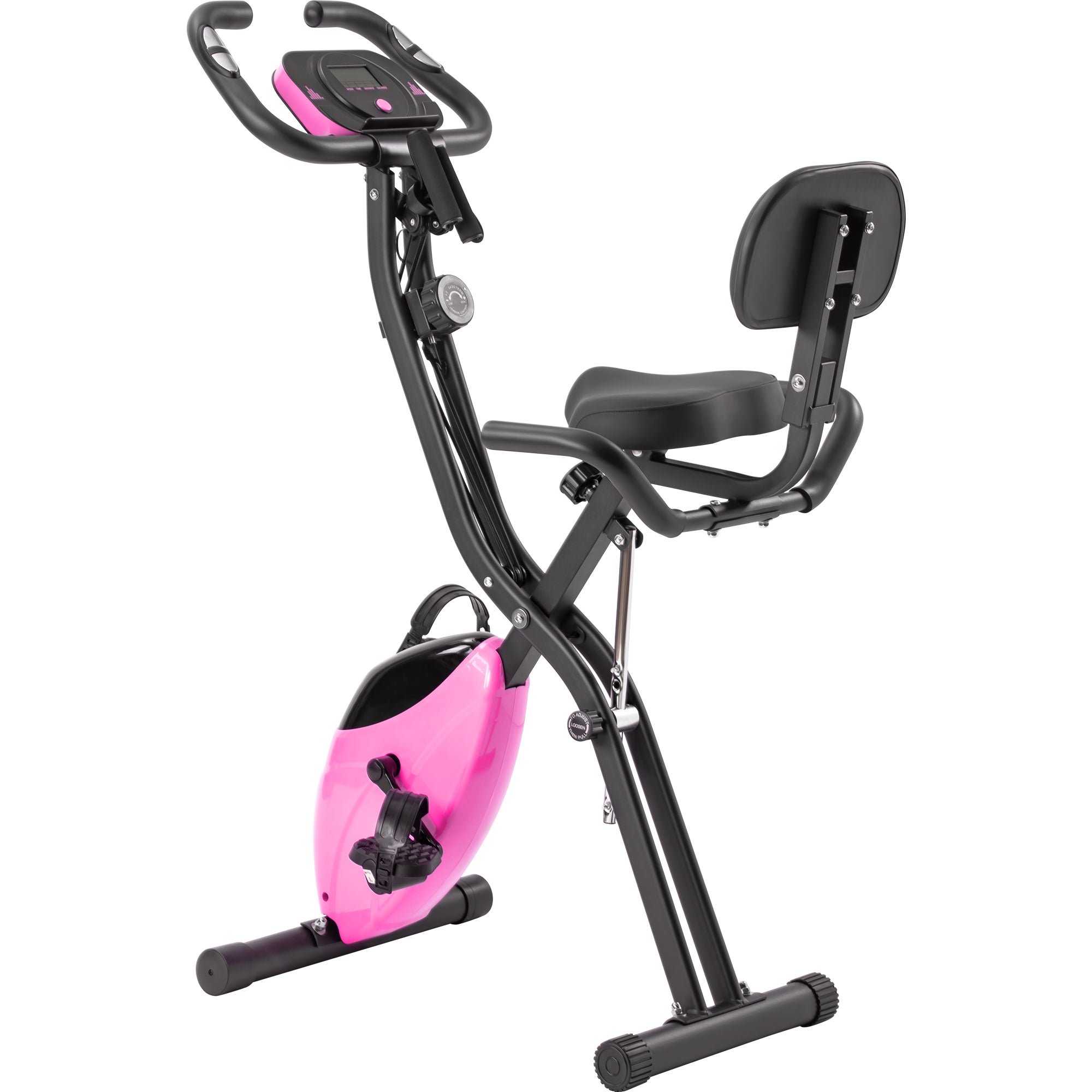 Folding Upright & Recumbent X-Bike with 16-Level Resistance, Arm Bands & Backrest