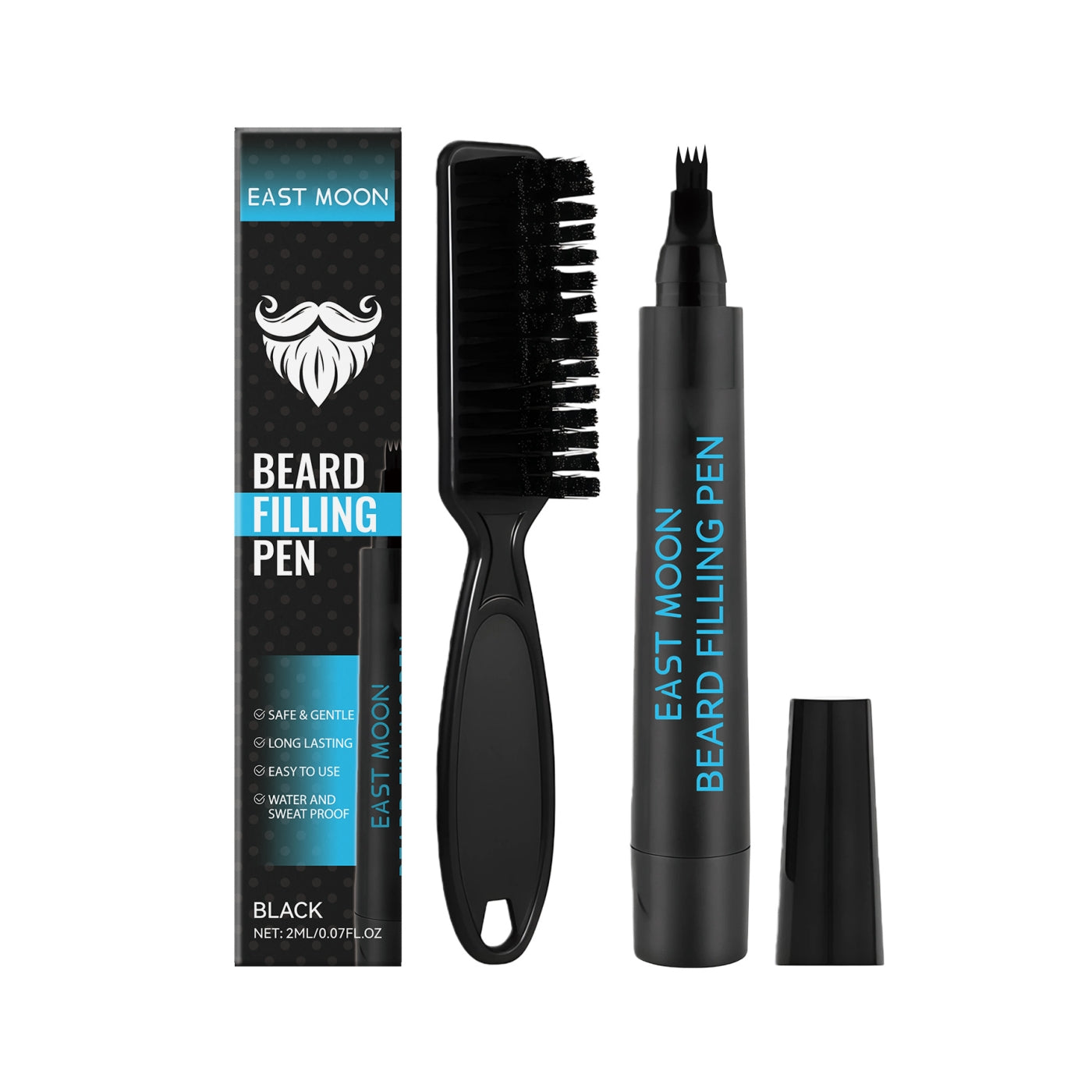 2 in 1 Beard and Eyebrow Pencil Set Waterproof Natural Look