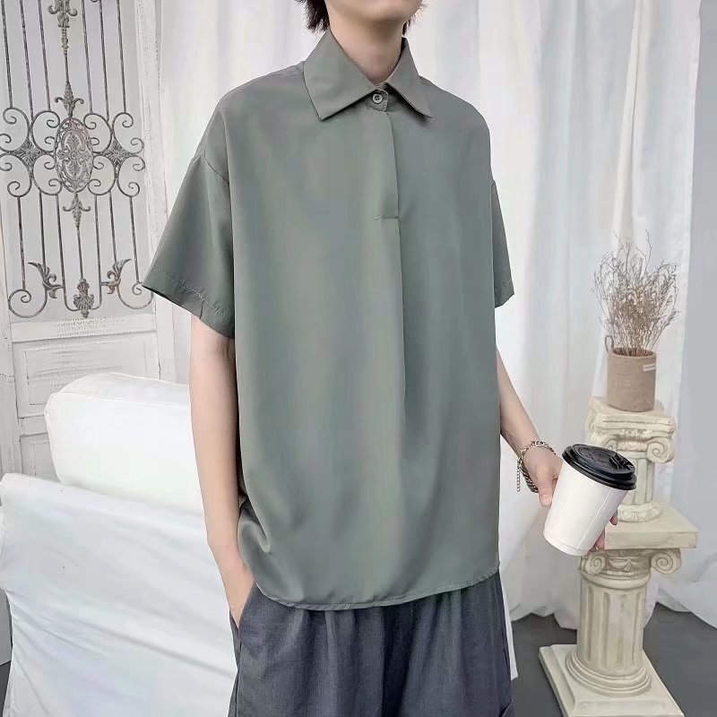 Men's Loose Fit Solid Short Sleeve Pullover Shirt