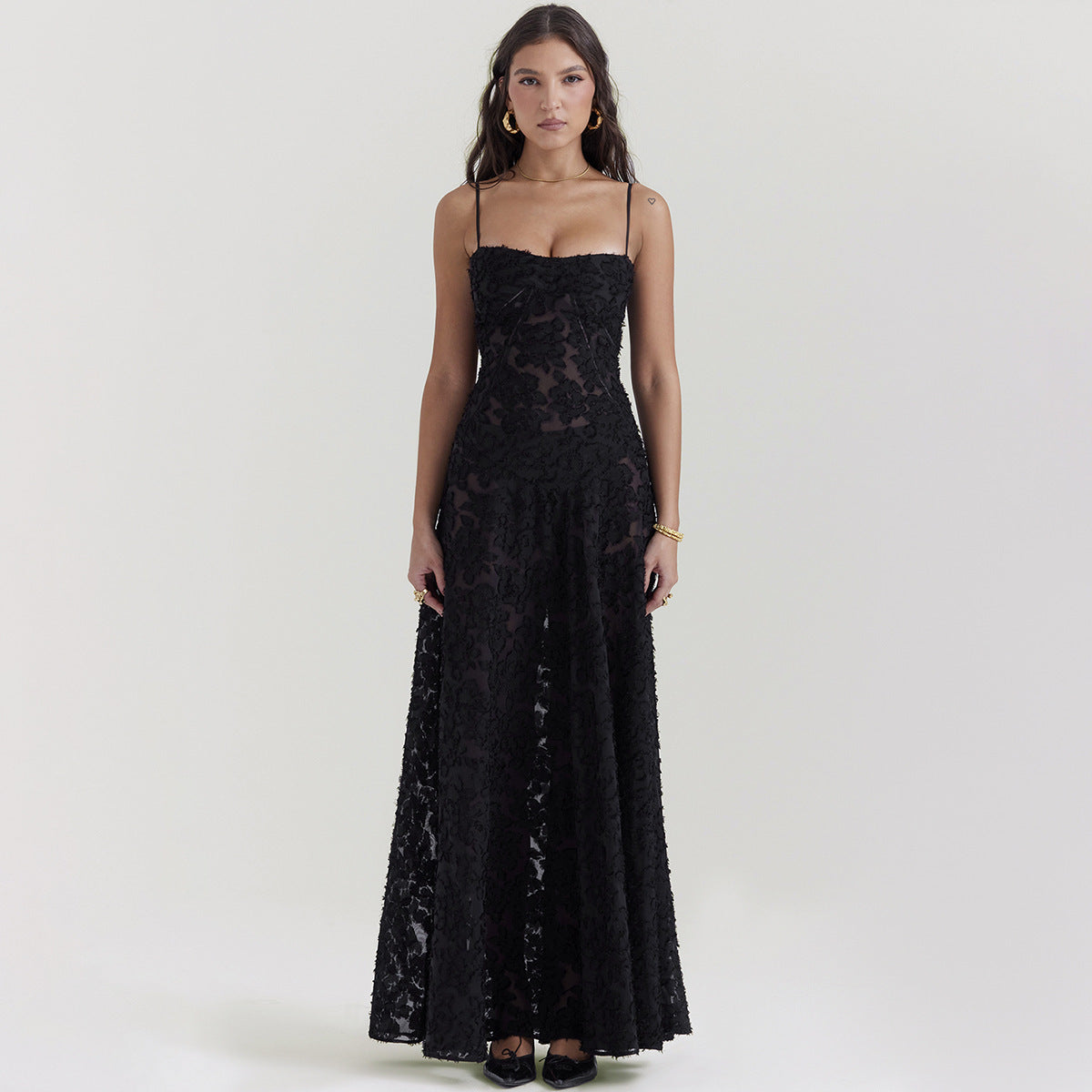 Women’s Elegant Summer Lace Suspender Strapless Long Evening Dress