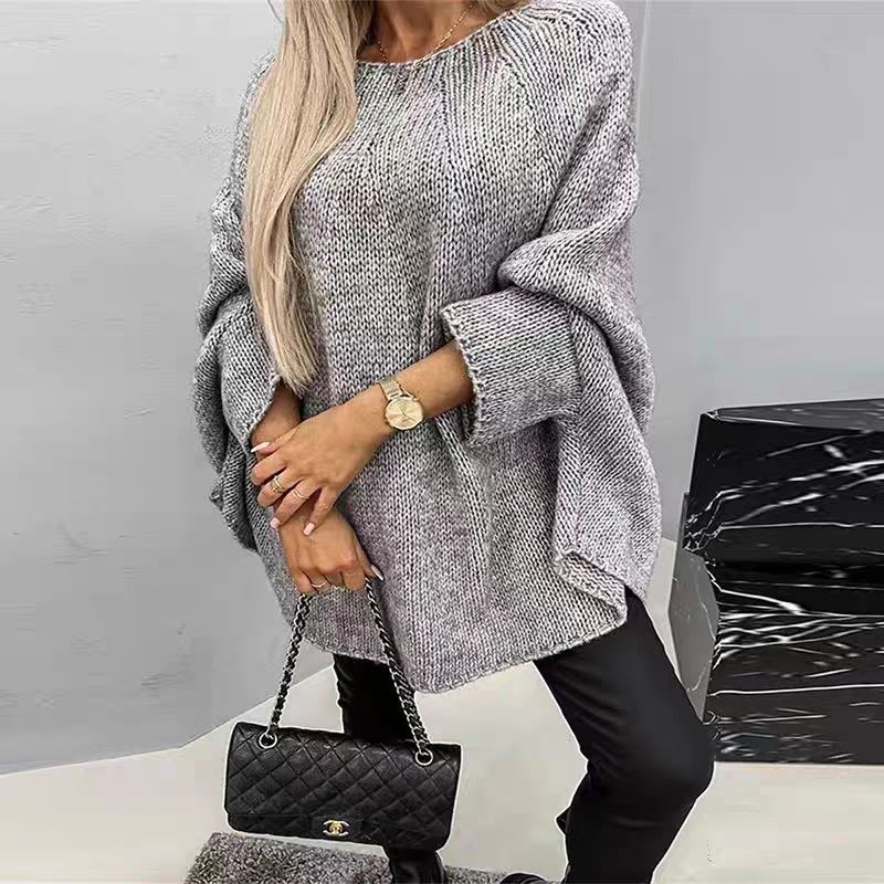 Women’s Winter Oversized Batwing Sleeve Knitted Pullover Sweater