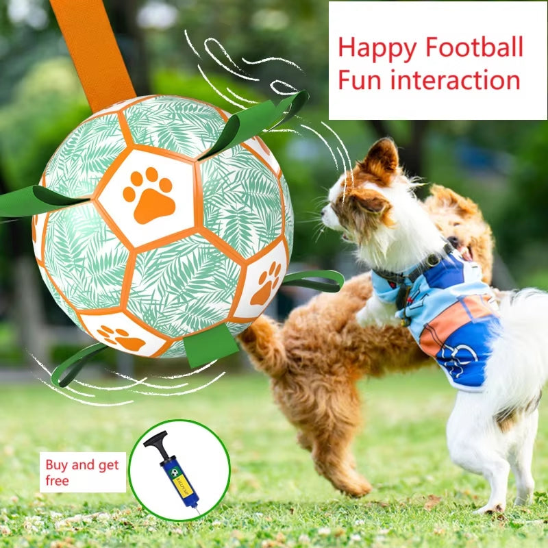 Interactive Dog Soccer Ball Toy with Grab Tabs for Chewing & Training