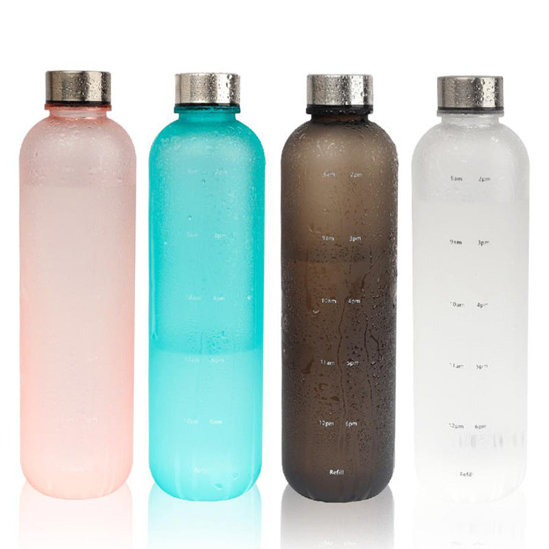 Frosted Gradient Plastic Sports Water Bottle with Handle