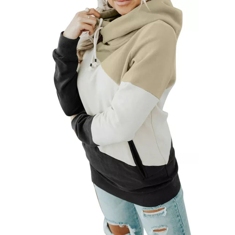 Women’s Color Block Pocket Hoodie Pullover Sweatshirt