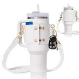 PU Leather Water Bottle Handle & Shoulder Strap – 30–40oz Tumbler Sling Accessory