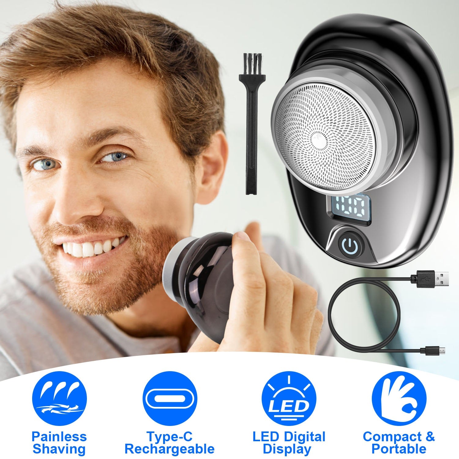 Portable Electric Shaver With LED Digital Display