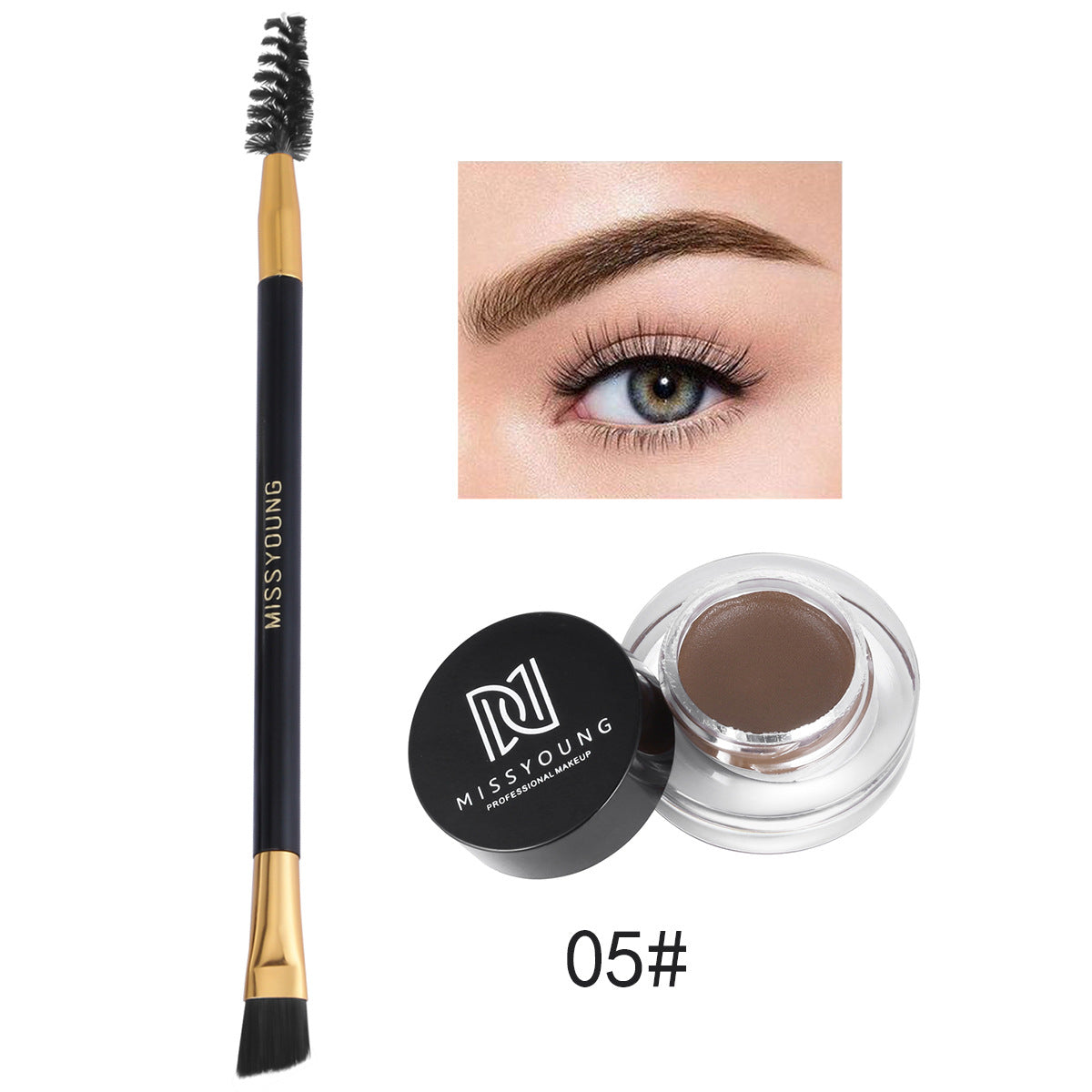 Waterproof Eyebrow Cream and Brush Set Natural Long Lasting