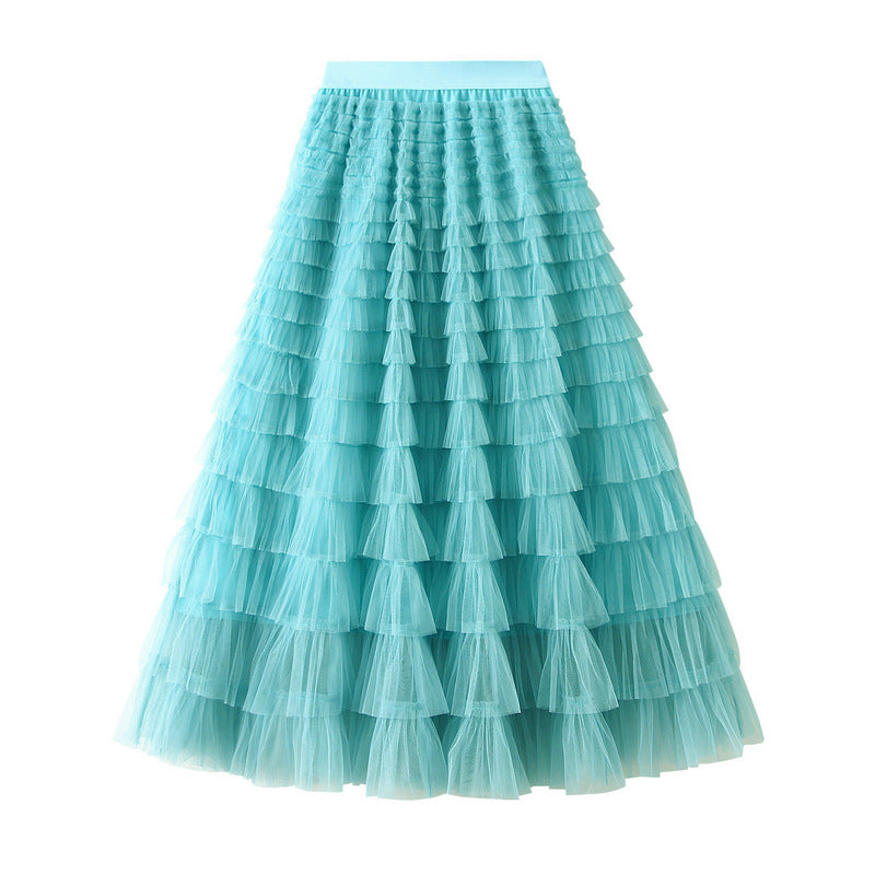 Women’s White Gauze Pleated Cake Skirt