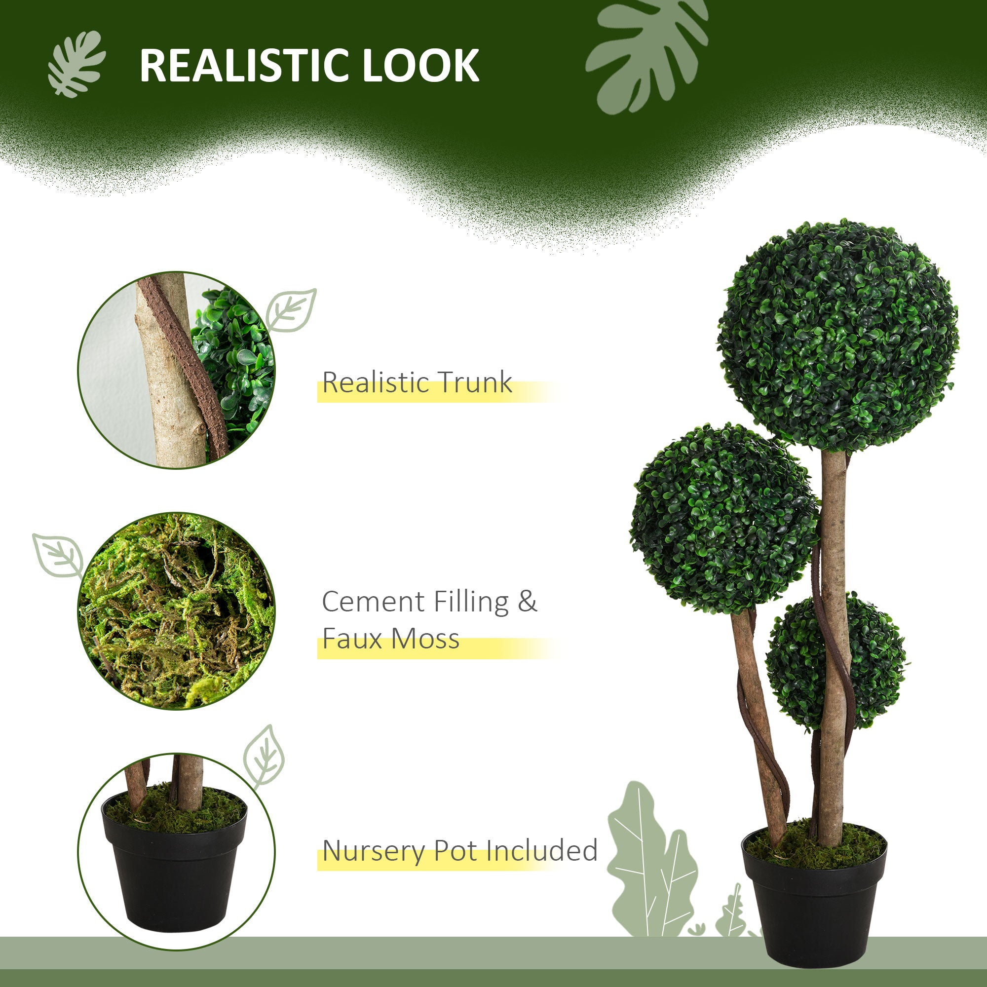 35.5" Artificial Boxwood Topiary Tree