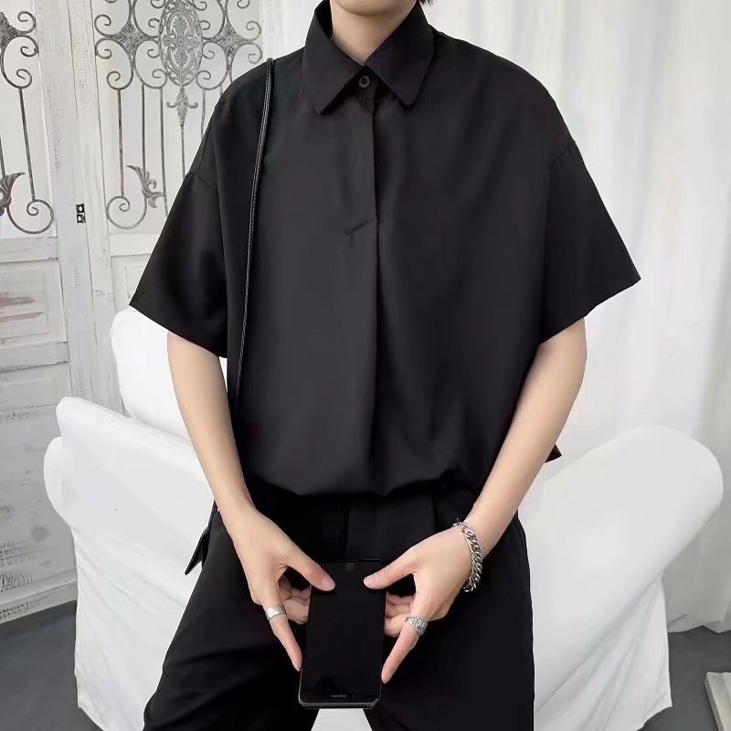 Men's Loose Fit Solid Short Sleeve Pullover Shirt