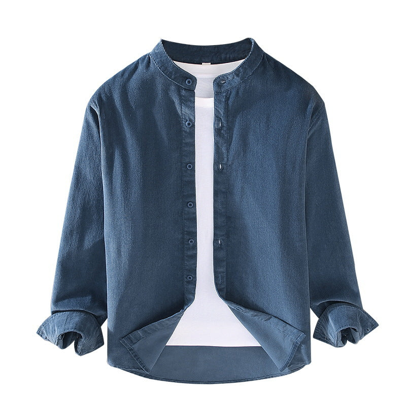 Men's Retro Corduroy Stand Up Collar Shirt Jacket