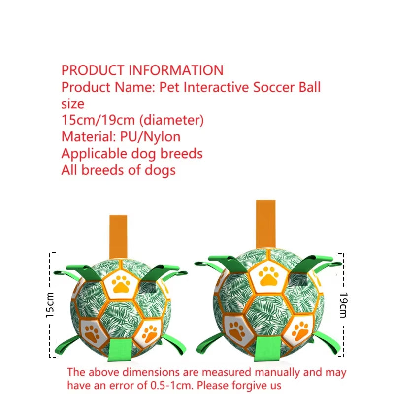 Interactive Dog Soccer Ball Toy with Grab Tabs for Chewing & Training