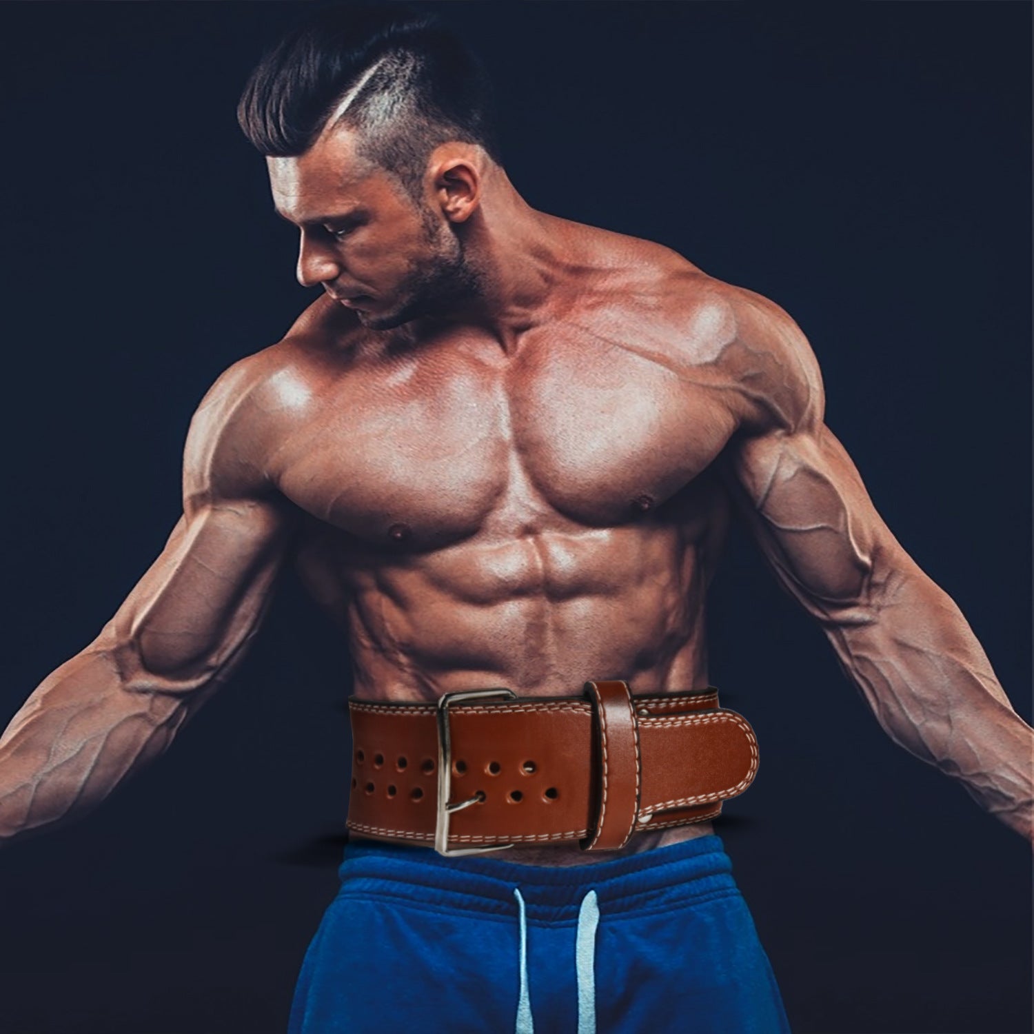 Leather Weightlifting Belt – Barbell & Dumbbell Training Waist Support for Gym Fitness