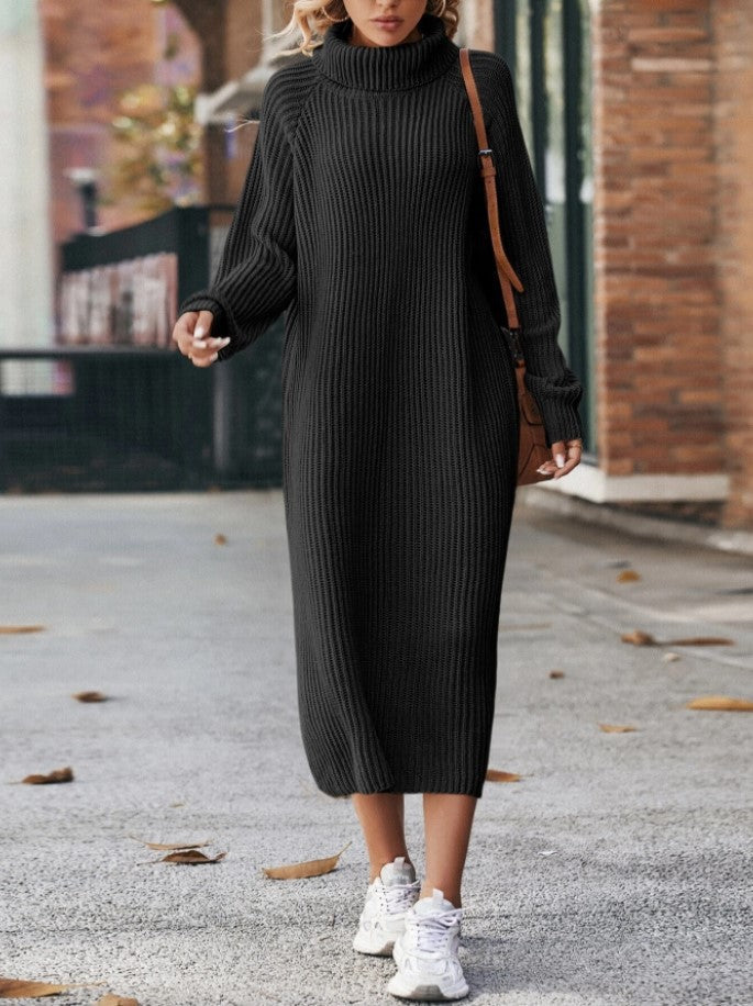 Women’s Winter Turtleneck Knitted Sweater Dress Long Loose Pullover