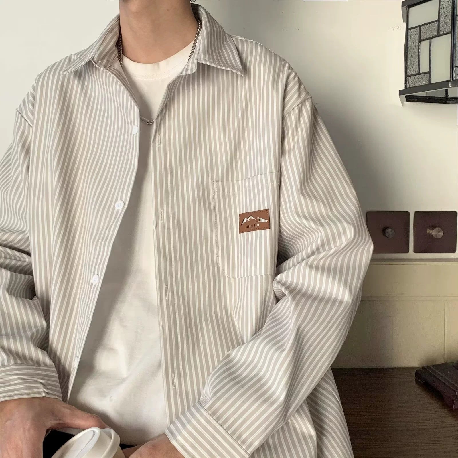 Men's Loose Fit Casual Striped Shirt