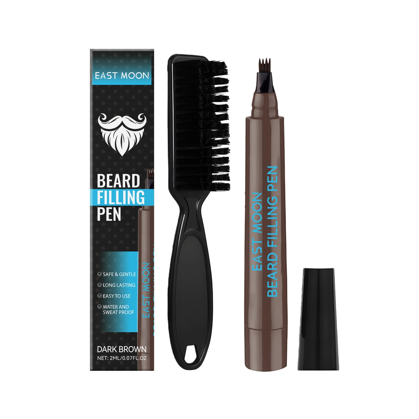 2 in 1 Beard and Eyebrow Pencil Set Waterproof Natural Look