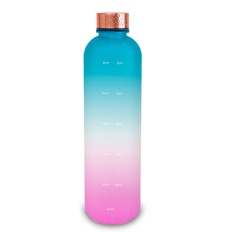 Frosted Gradient Plastic Sports Water Bottle with Handle