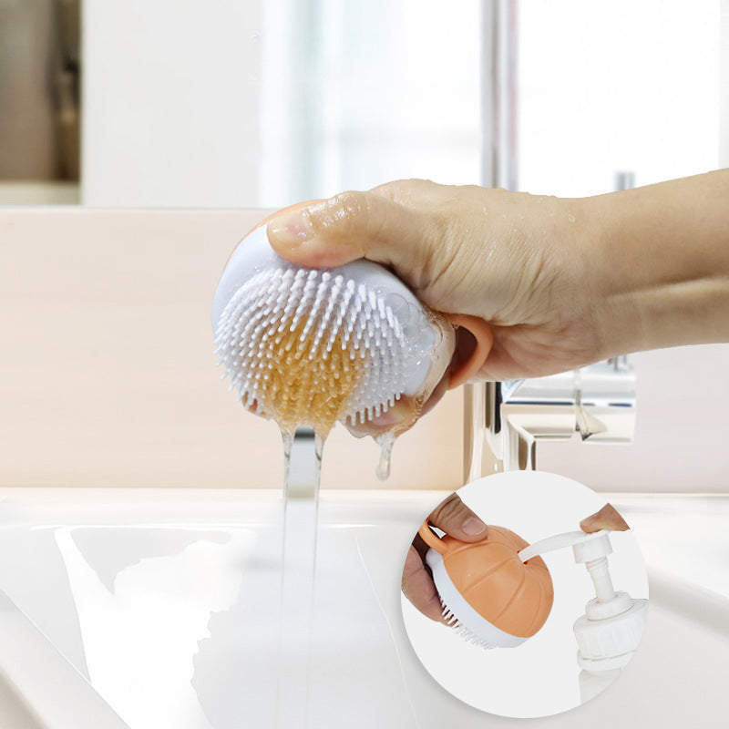 Silicone Dog Scrubber & Bath Brush with Shampoo Dispenser for Pet Grooming