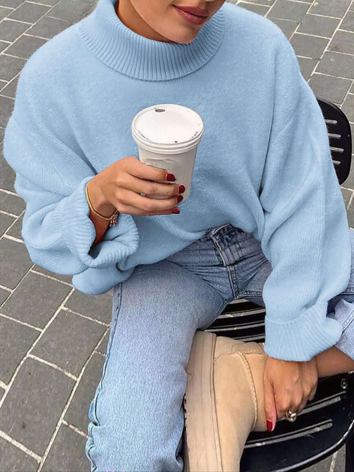 Women’s Sweet Crew Neck Loose Pullover Sweater Winter Long Sleeve Top
